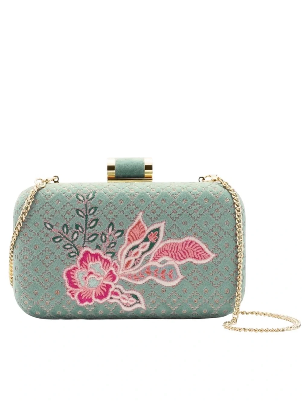 Spartina 449 Miniaudiere Embroidered Floral Velvet Box Clutch